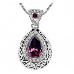 Purple austrian crystal big water drop pendant